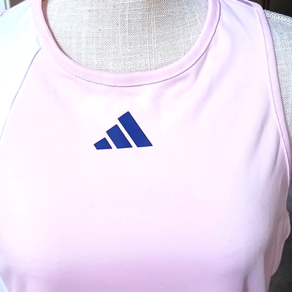 NWT Adidas Aeroready Athletic Tank Top Pink/White Size XL